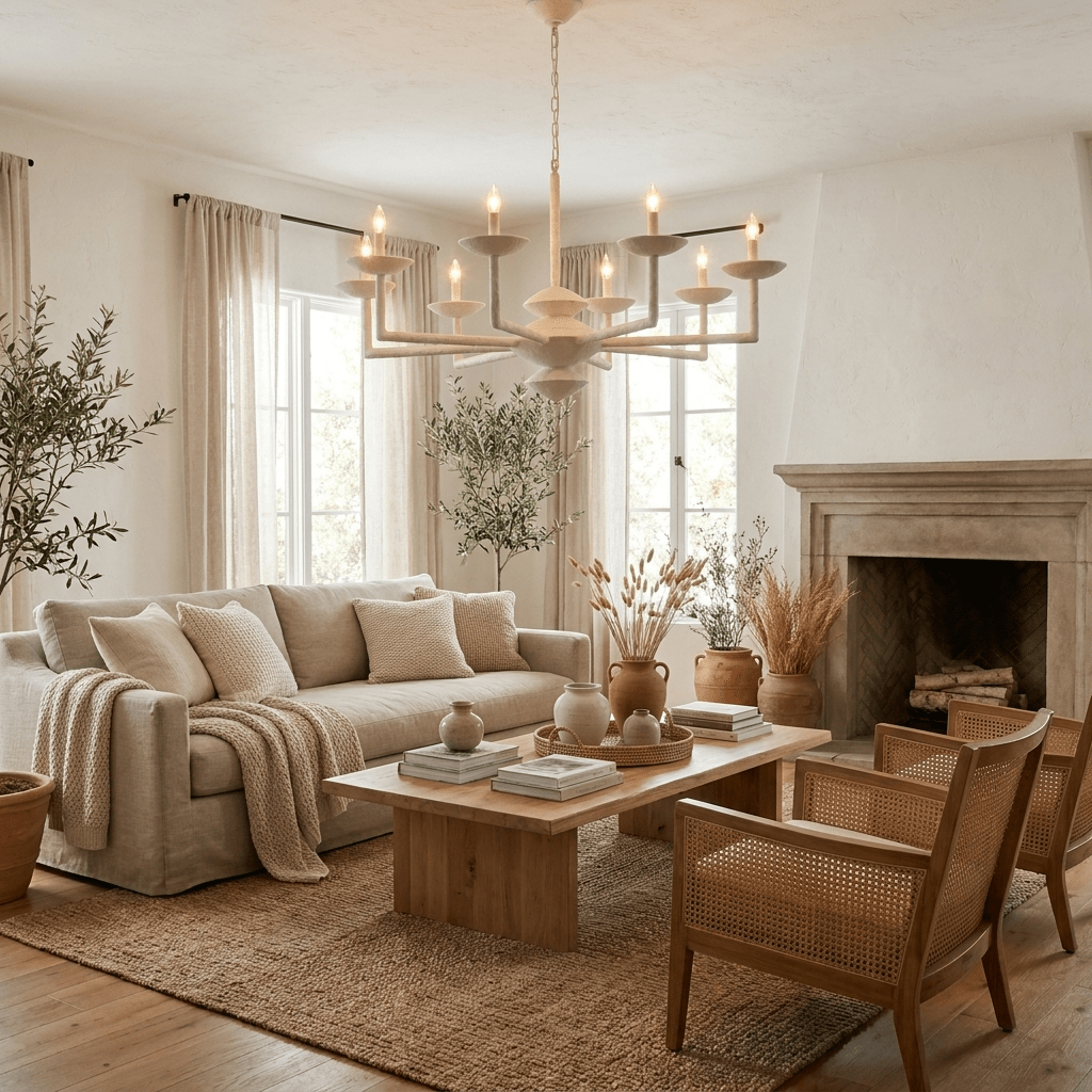 Elegant Sculptural Plaster Candelabra Chandelier with Adjustable Arms