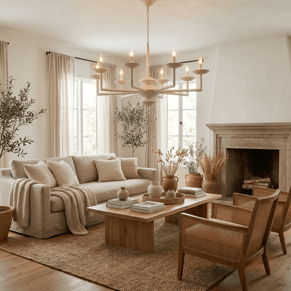 Elegant Sculptural Plaster Candelabra Chandelier with Adjustable Arms