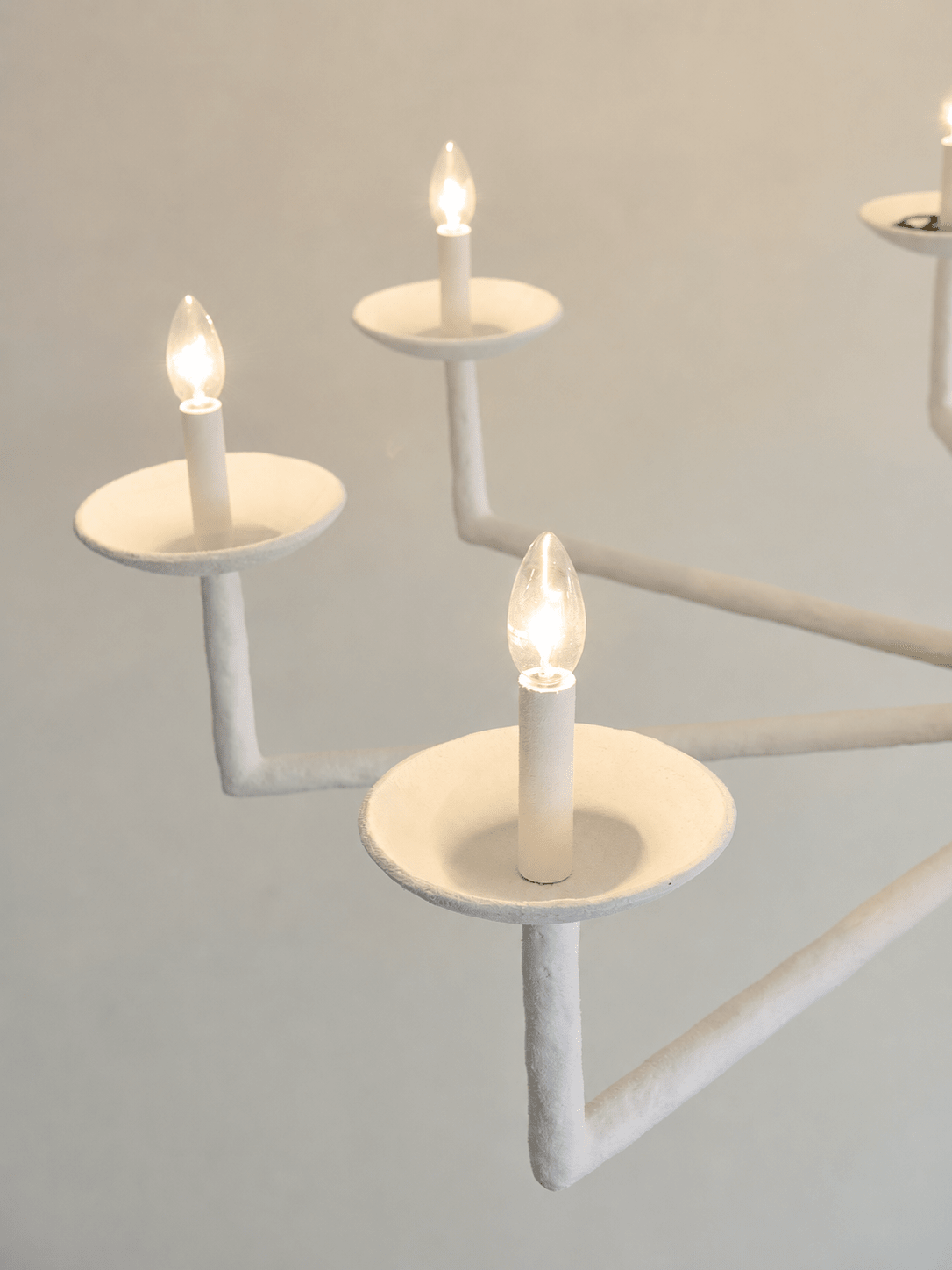 Elegant Sculptural Plaster Candelabra Chandelier with Adjustable Arms