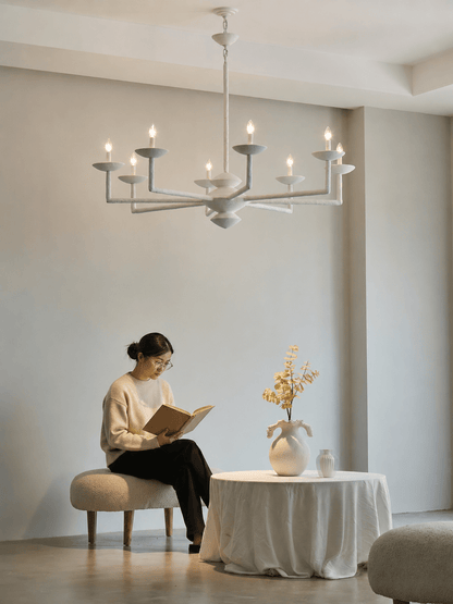 Elegant Sculptural Plaster Candelabra Chandelier with Adjustable Arms