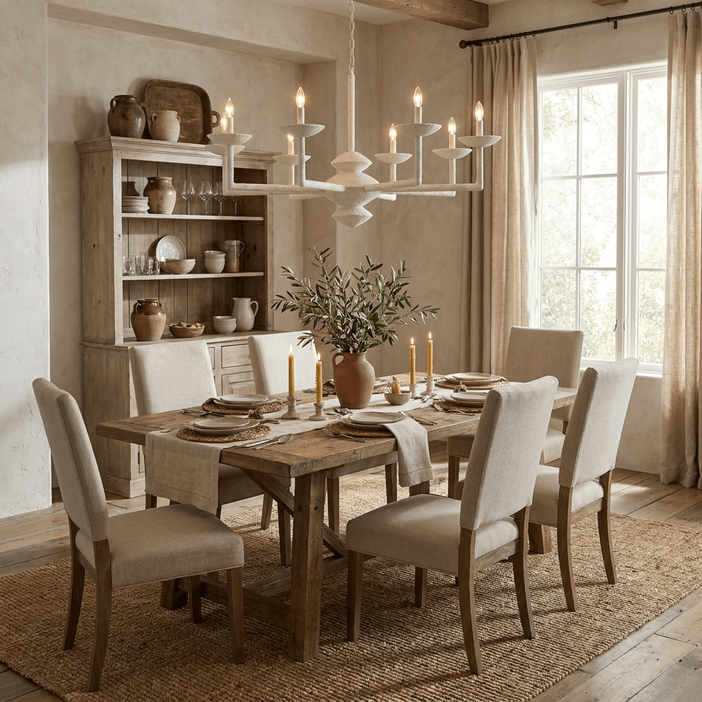 Elegant Sculptural Plaster Candelabra Chandelier with Adjustable Arms