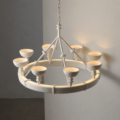 Sculptural Plaster Chalice Chandelier - Elegant Design, Soft Glow Ligh