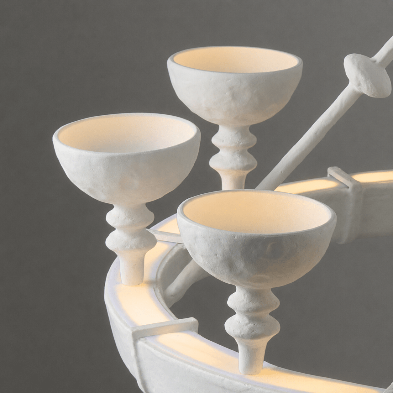 Sculptural Plaster Chalice Chandelier - Elegant Design, Soft Glow Ligh