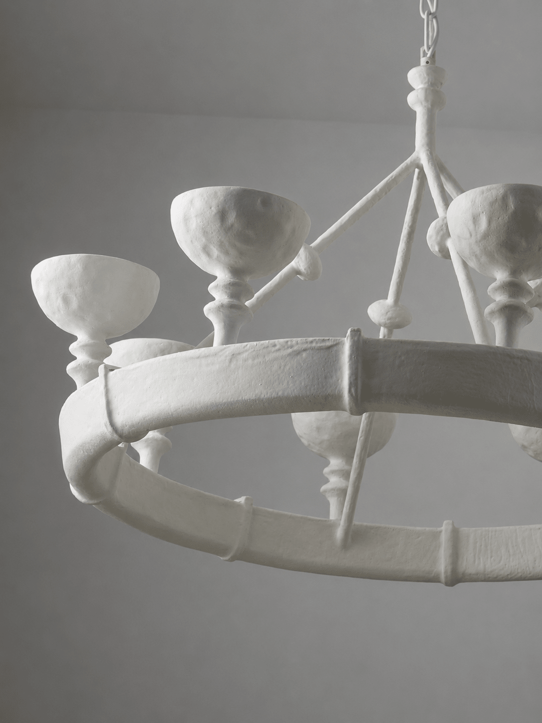 Sculptural Plaster Chalice Chandelier - Elegant Design, Soft Glow Ligh