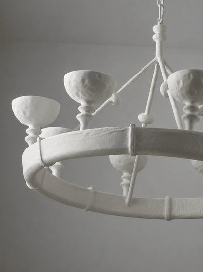Sculptural Plaster Chalice Chandelier - Elegant Design, Soft Glow Ligh