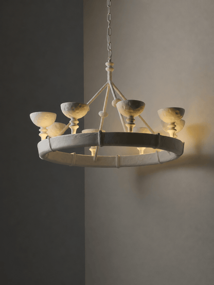 Sculptural Plaster Chalice Chandelier - Elegant Design, Soft Glow Ligh