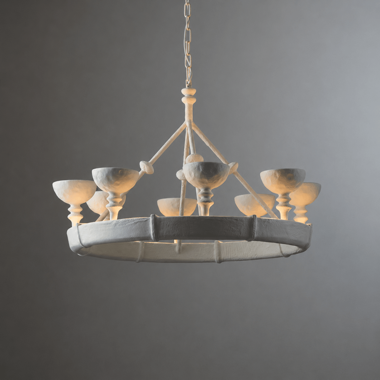 Sculptural Plaster Chalice Chandelier - Elegant Design, Soft Glow Ligh