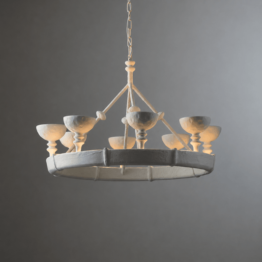 Sculptural Plaster Chalice Chandelier - Elegant Design, Soft Glow Ligh