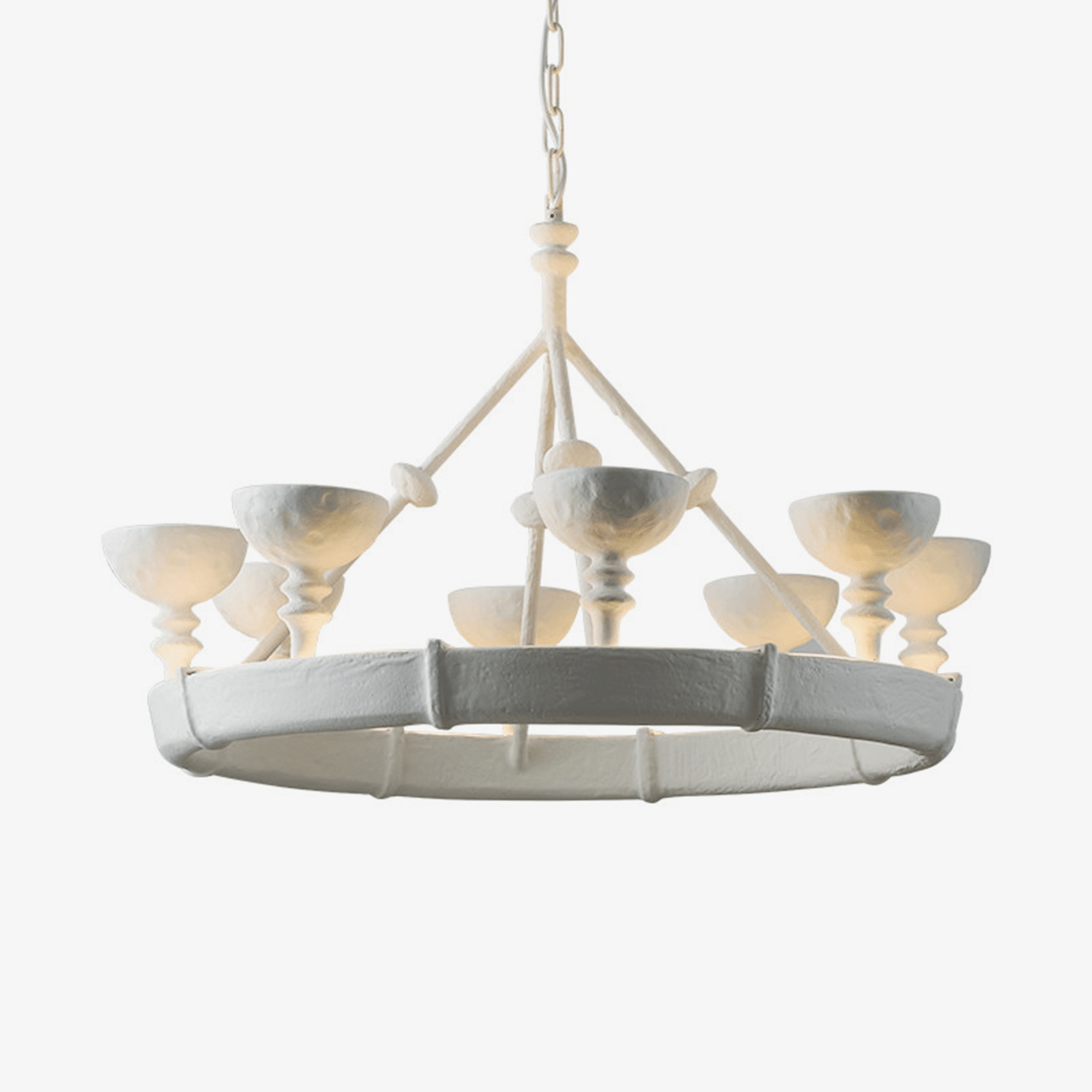 Sculptural Plaster Chalice Chandelier - Elegant Design, Soft Glow Ligh