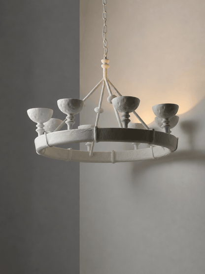 Sculptural Plaster Chalice Chandelier - Elegant Design, Soft Glow Ligh
