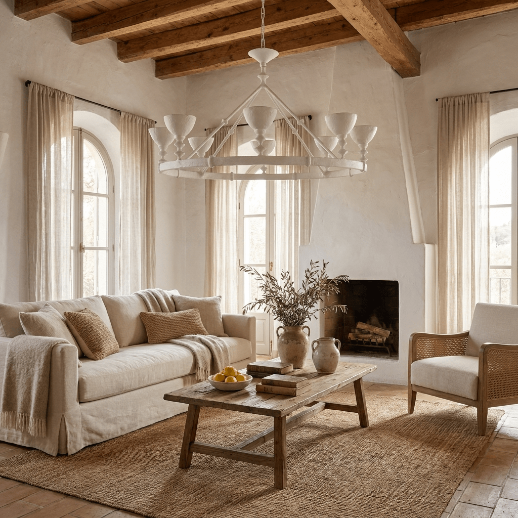 Sculptural Plaster Chalice Chandelier - Elegant Design, Soft Glow Ligh