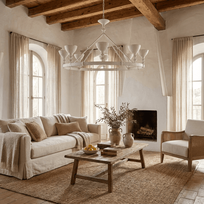 Sculptural Plaster Chalice Chandelier - Elegant Design, Soft Glow Ligh