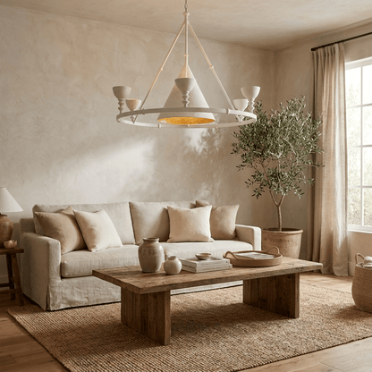 Sculptural Plaster Chalice Chandelier - Elegant Design, Soft Glow Ligh