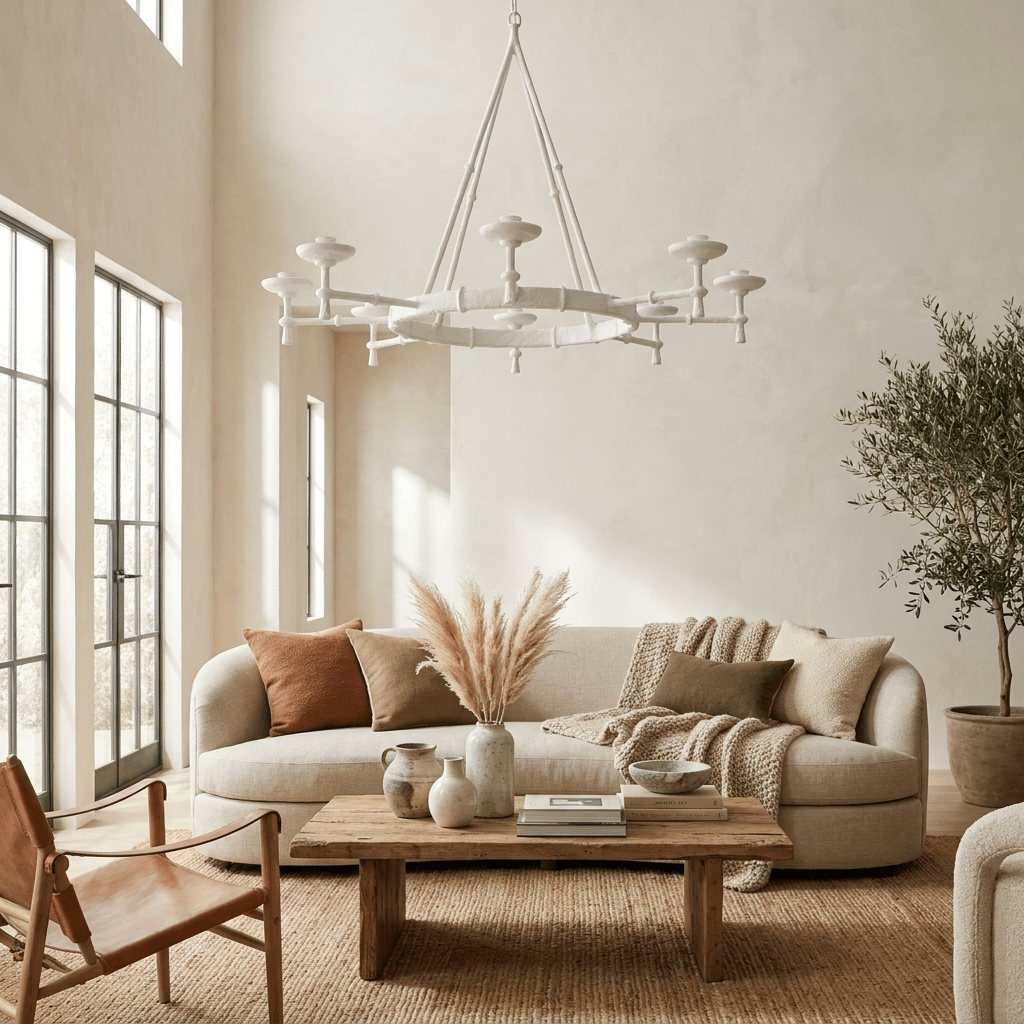 Sculptural Plaster Chalice Chandelier - Elegant Design, Soft Glow Ligh