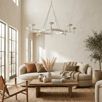 Sculptural Plaster Chalice Chandelier - Elegant Design, Soft Glow Ligh