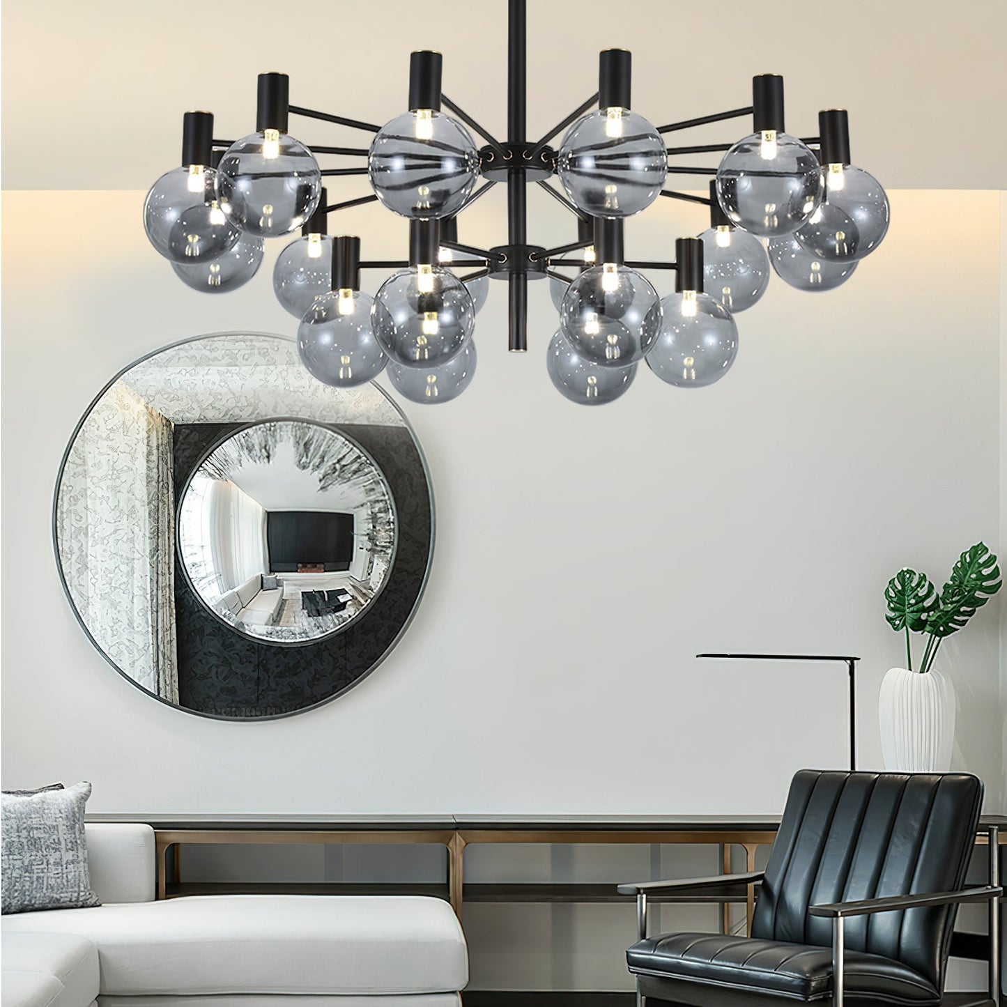 Selva Black Chandelier - Elegant Design with Adjustable Brightness