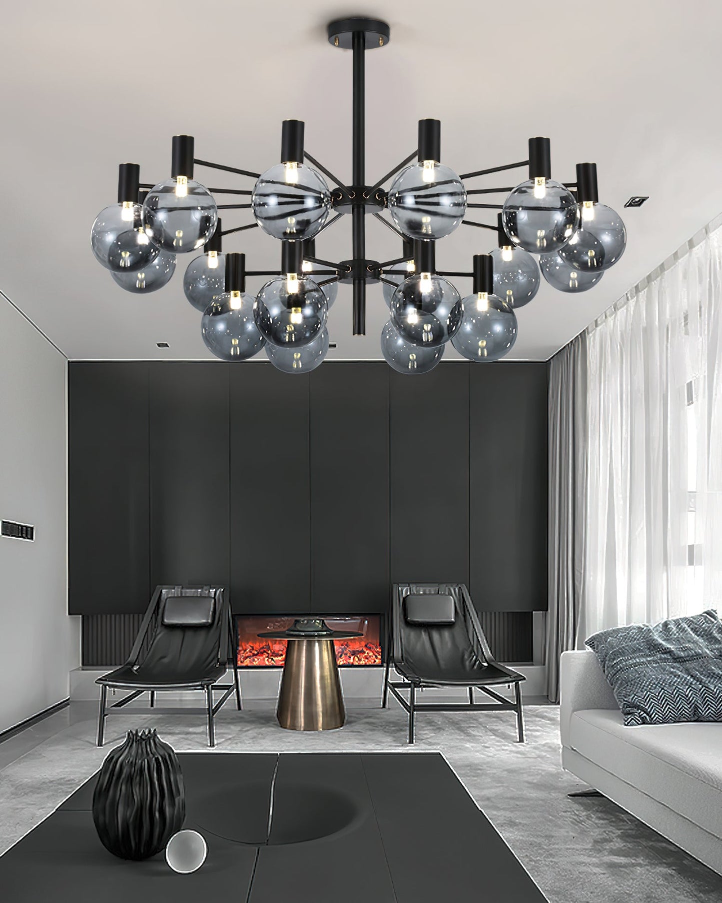 Selva Black Chandelier - Elegant Design with Adjustable Brightness