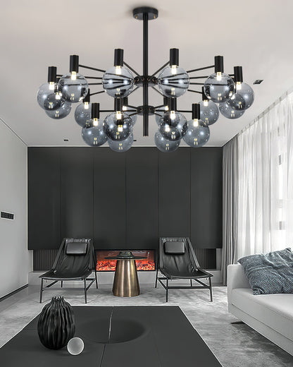 Selva Black Chandelier - Elegant Design with Adjustable Brightness