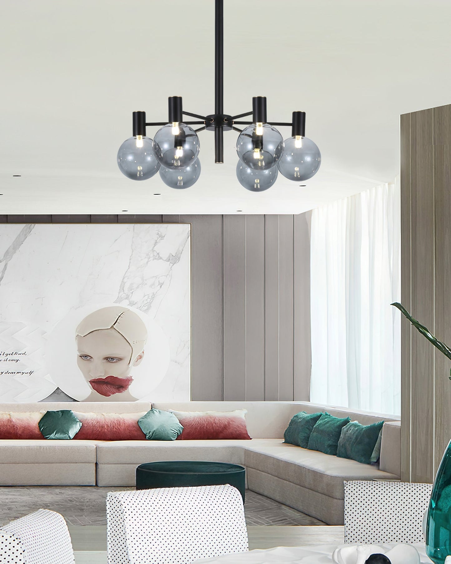 Selva Black Chandelier - Elegant Design with Adjustable Brightness