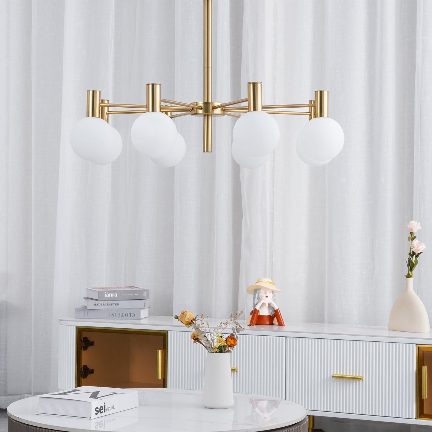 Selva Chandelier - Elegant Lighting Fixture with Adjustable Arms & Cry