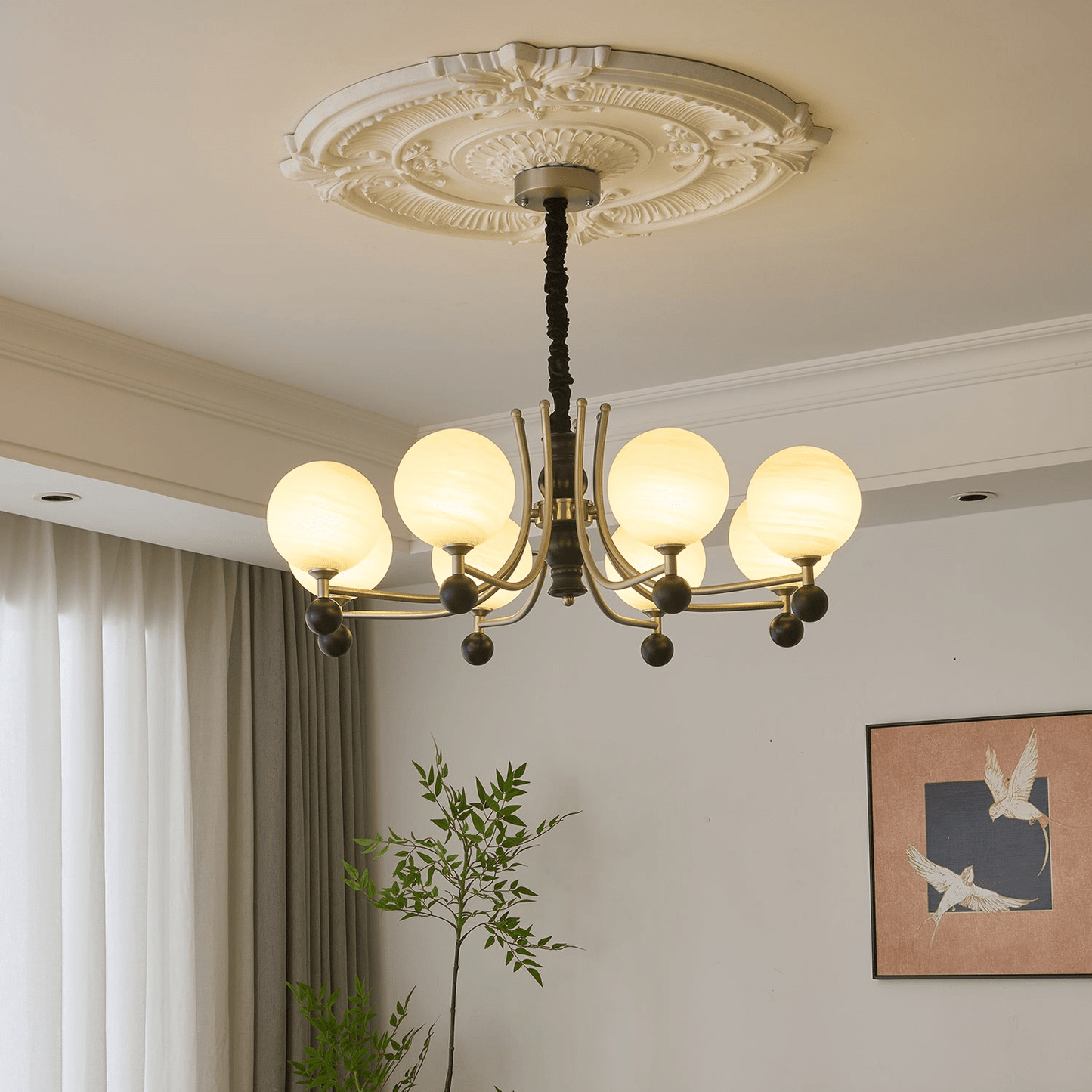 Serenus Sphere Chandelier - Modern Design with Adjustable Height & LED