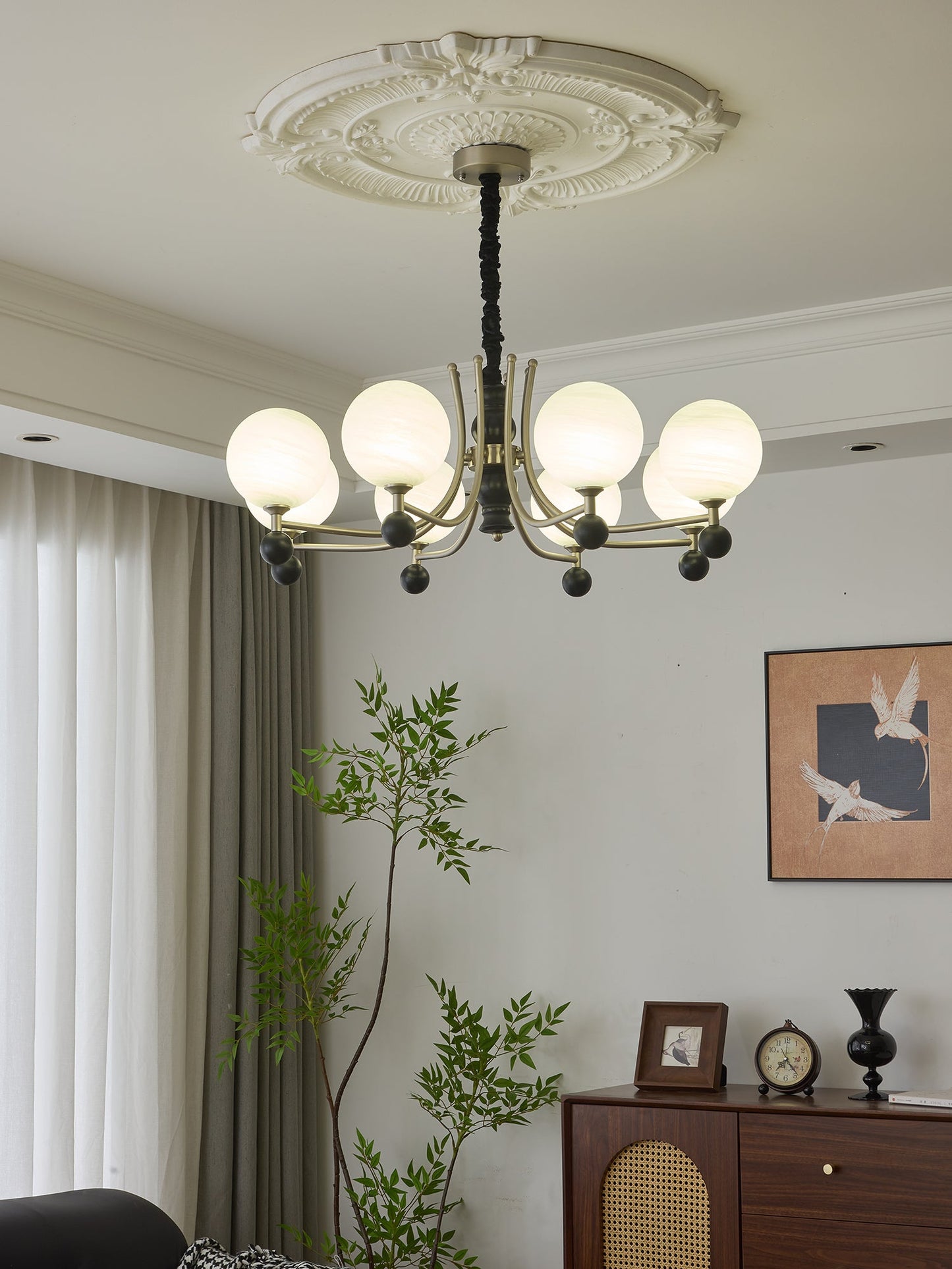 Serenus Sphere Chandelier - Modern Design with Adjustable Height & LED