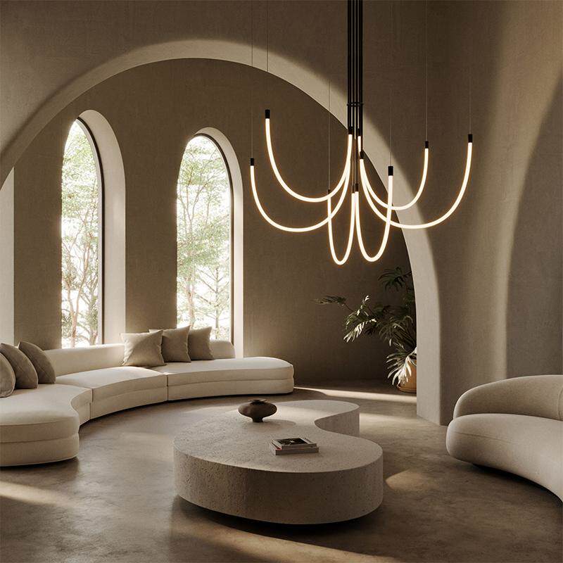 Serpentine Halo Chandelier - Modern Design, Adjustable LED Lighting