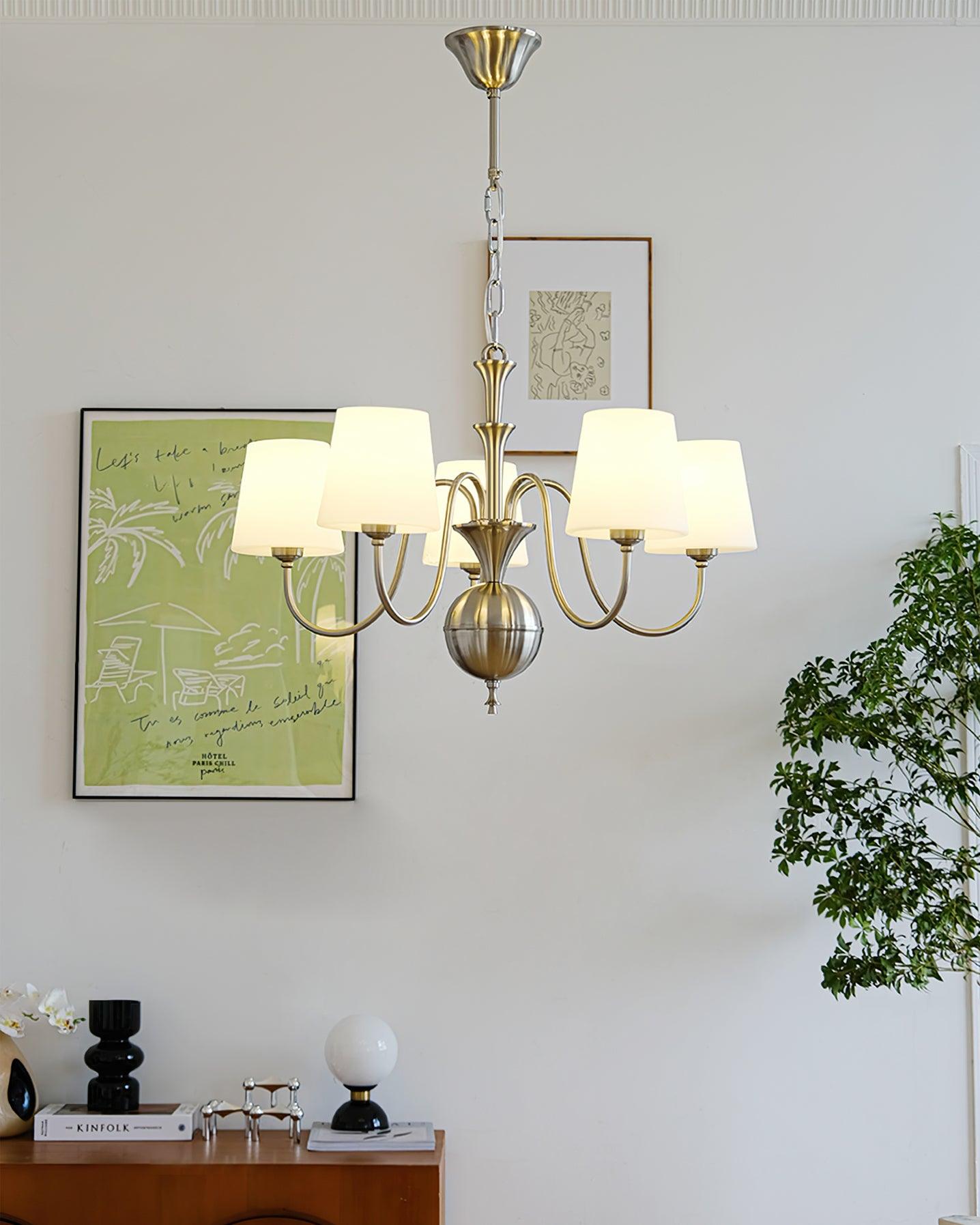 Elegant Shabby Chandelier with Adjustable Height and Vintage Charm