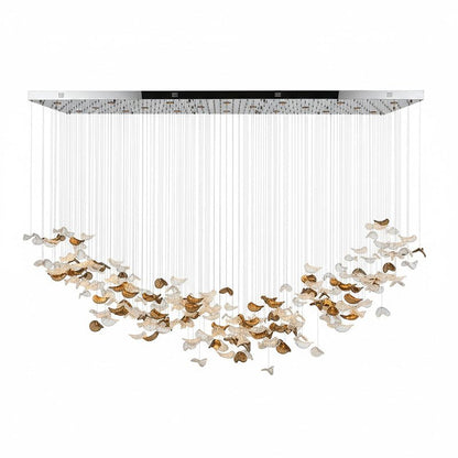Elegant Shake Leaves Chandelier - Adjustable Height, Energy Efficient