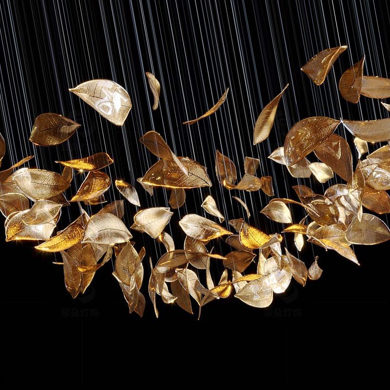 Elegant Shake Leaves Chandelier - Adjustable Height, Energy Efficient