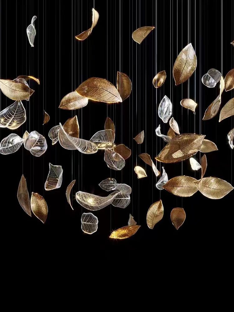 Elegant Shake Leaves Chandelier - Adjustable Height, Energy Efficient
