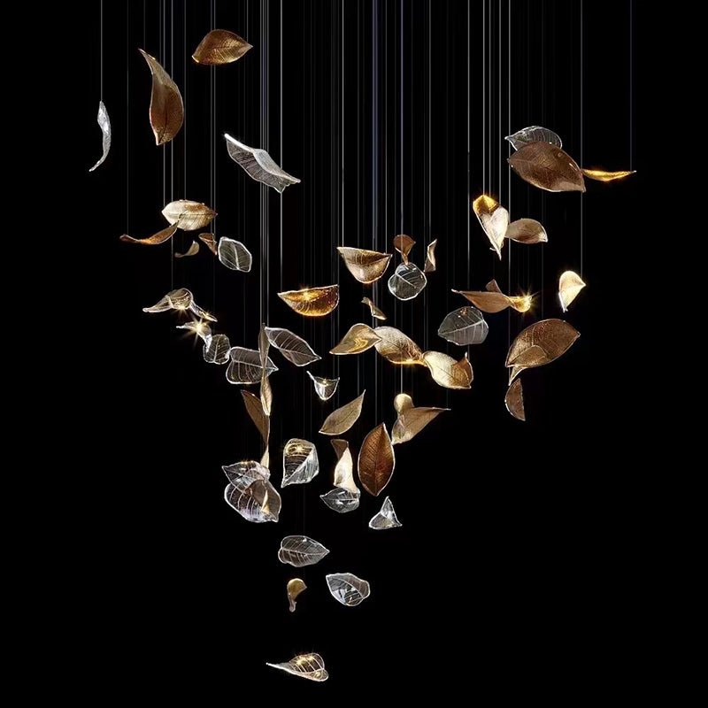 Elegant Shake Leaves Chandelier - Adjustable Height, Energy Efficient