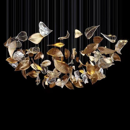 Elegant Shake Leaves Chandelier - Adjustable Height, Energy Efficient