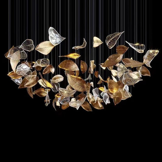 Elegant Shake Leaves Chandelier - Adjustable Height, Energy Efficient
