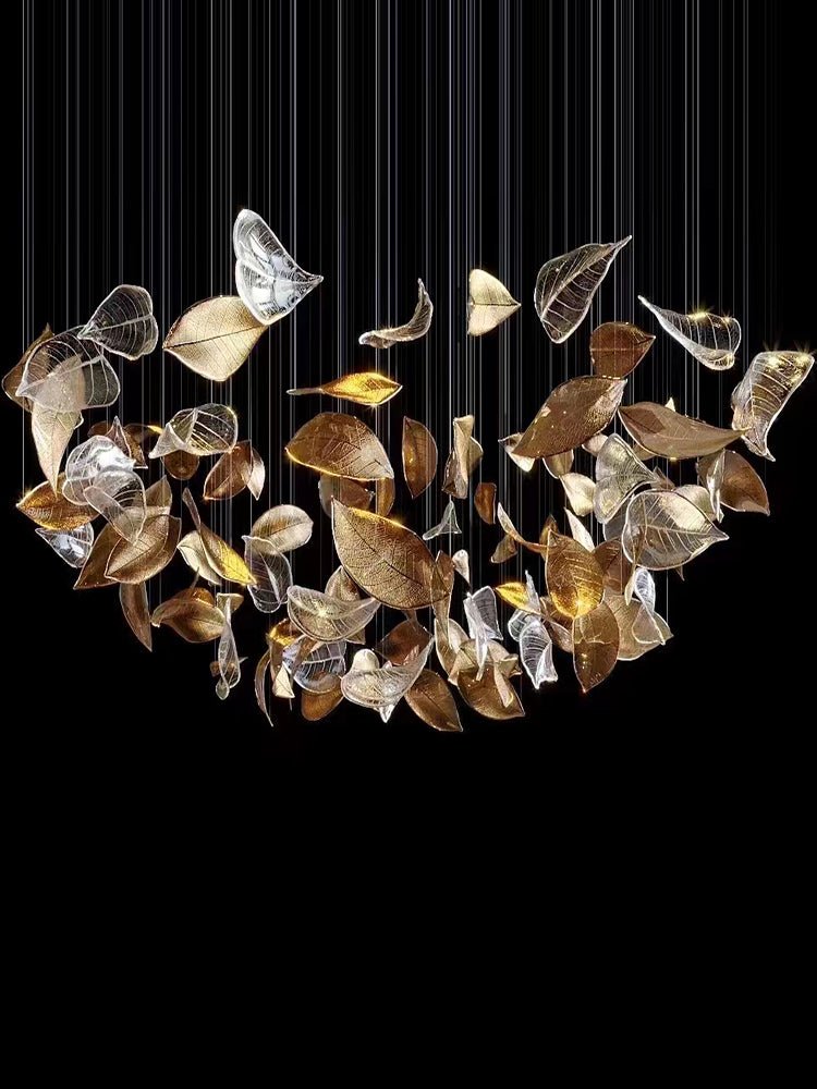 Elegant Shake Leaves Chandelier - Adjustable Height, Energy Efficient