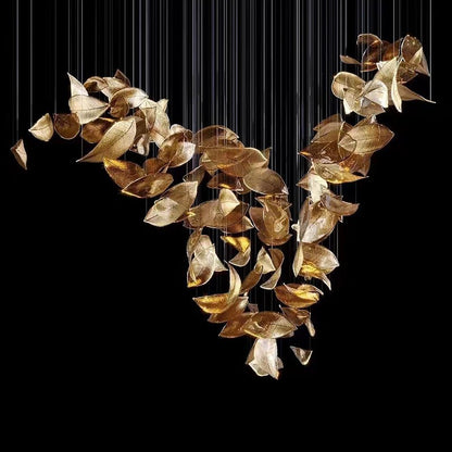 Elegant Shake Leaves Chandelier - Adjustable Height, Energy Efficient