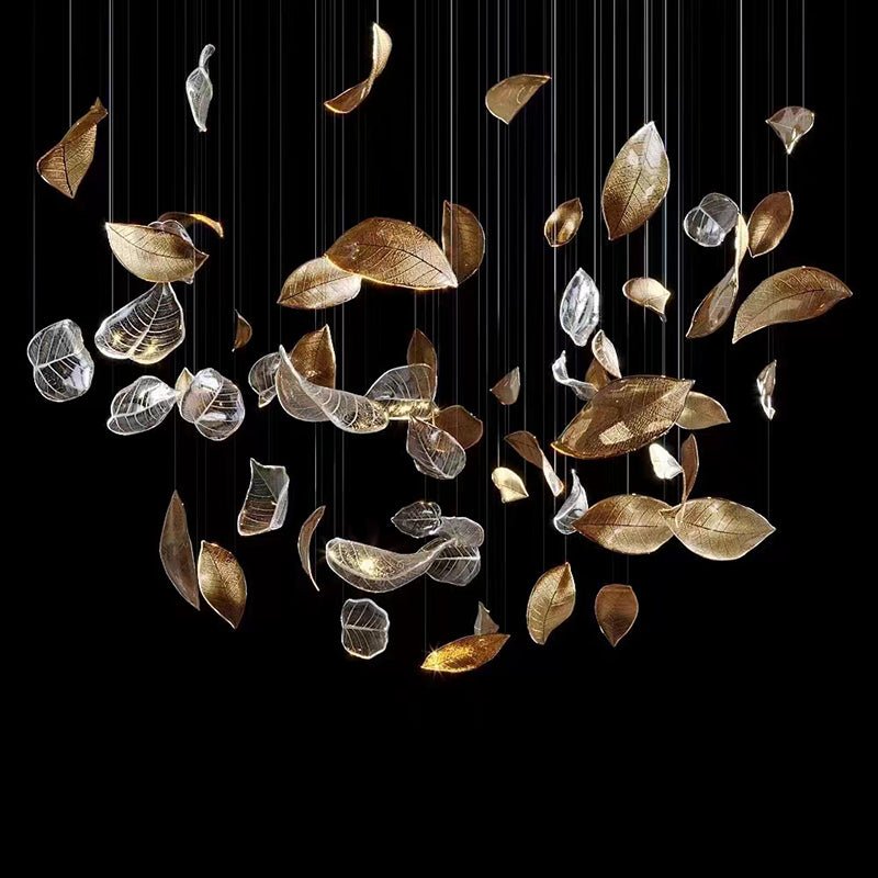 Elegant Shake Leaves Chandelier - Adjustable Height, Energy Efficient