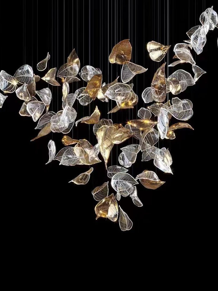 Elegant Shake Leaves Chandelier - Adjustable Height, Energy Efficient