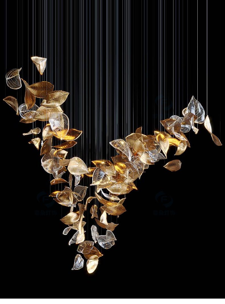 Elegant Shake Leaves Chandelier - Adjustable Height, Energy Efficient