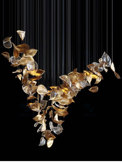 Elegant Shake Leaves Chandelier - Adjustable Height, Energy Efficient