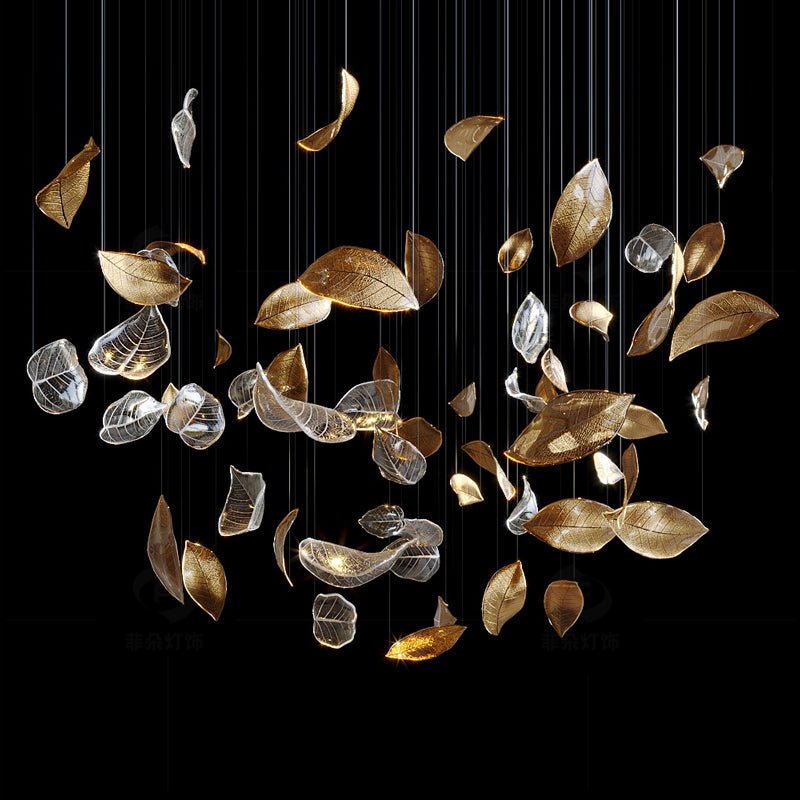 Elegant Shake Leaves Chandelier - Adjustable Height, Energy Efficient