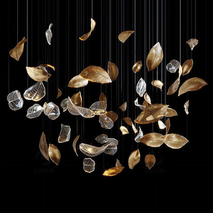 Elegant Shake Leaves Chandelier - Adjustable Height, Energy Efficient