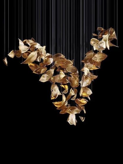 Elegant Shake Leaves Chandelier - Adjustable Height, Energy Efficient