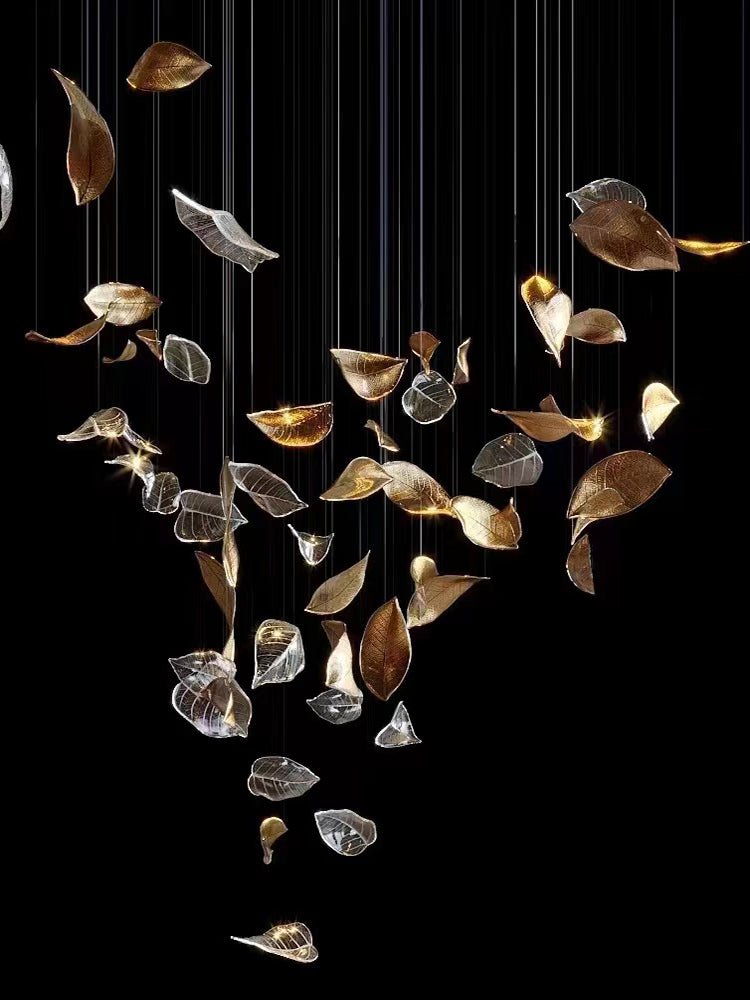 Elegant Shake Leaves Chandelier - Adjustable Height, Energy Efficient