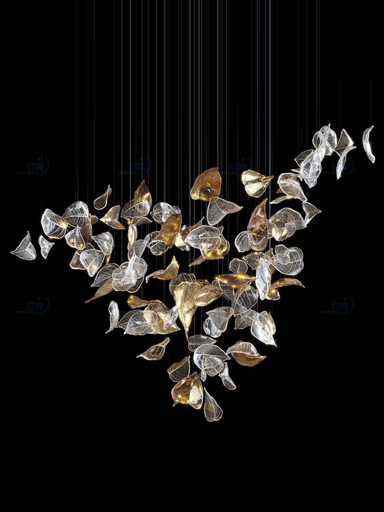 Elegant Shake Leaves Chandelier - Adjustable Height, Energy Efficient