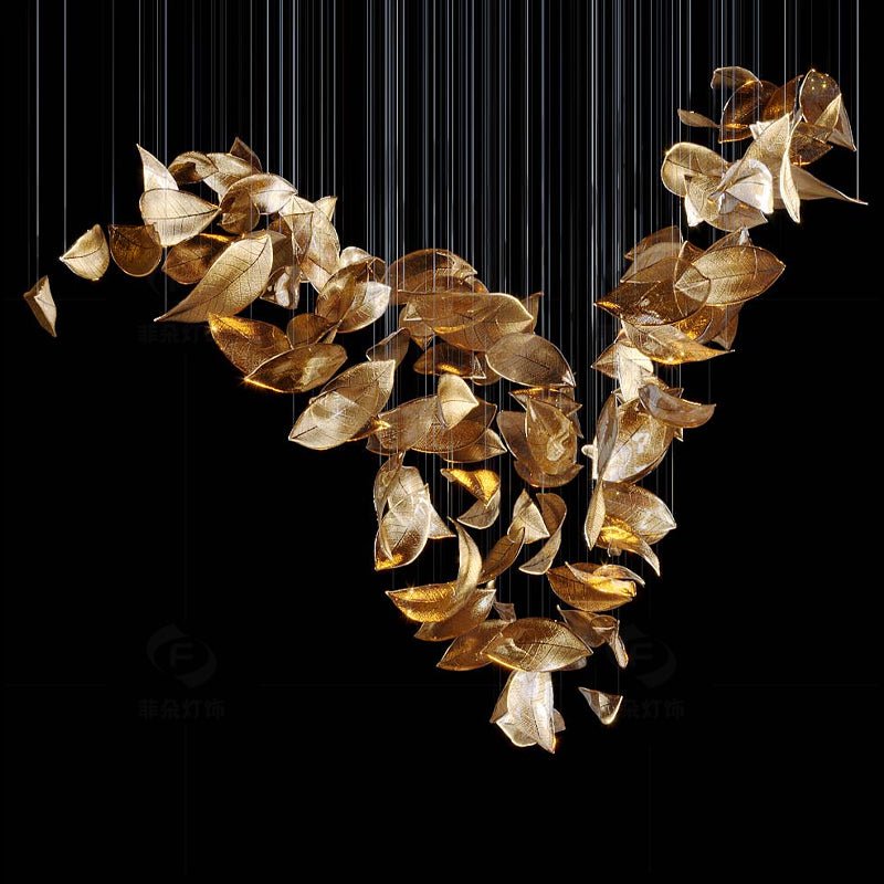 Elegant Shake Leaves Chandelier - Adjustable Height, Energy Efficient