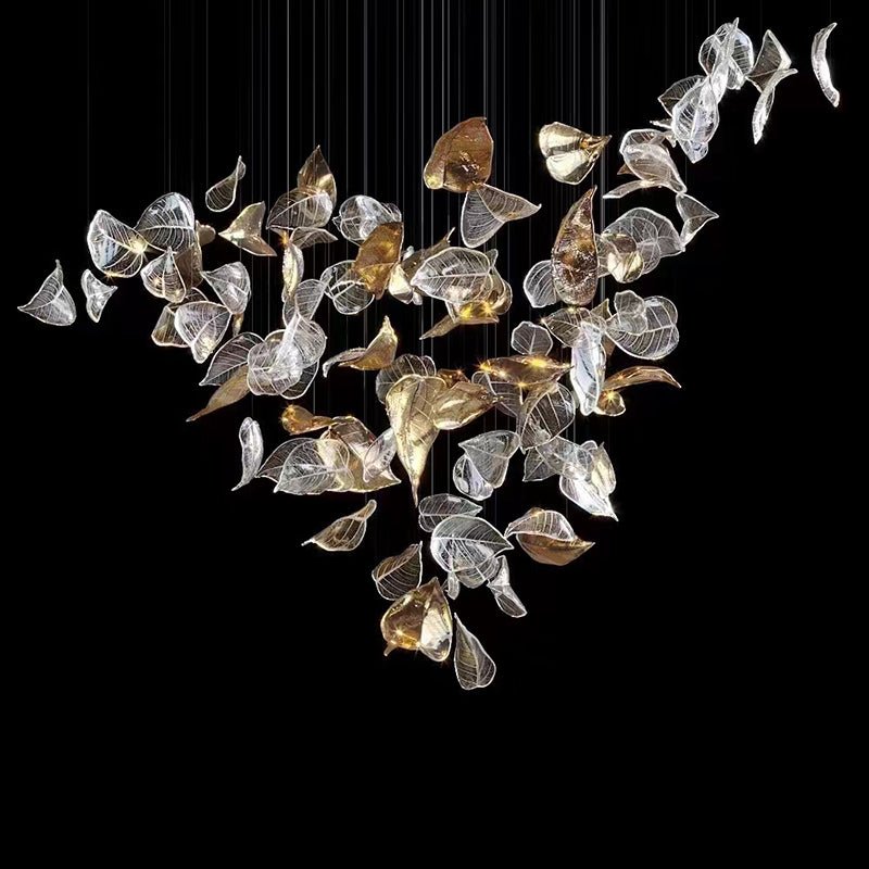 Elegant Shake Leaves Chandelier - Adjustable Height, Energy Efficient