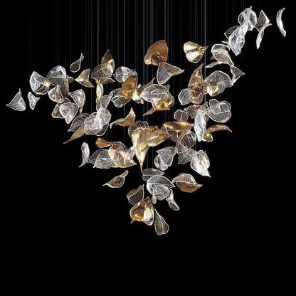 Elegant Shake Leaves Chandelier - Adjustable Height, Energy Efficient