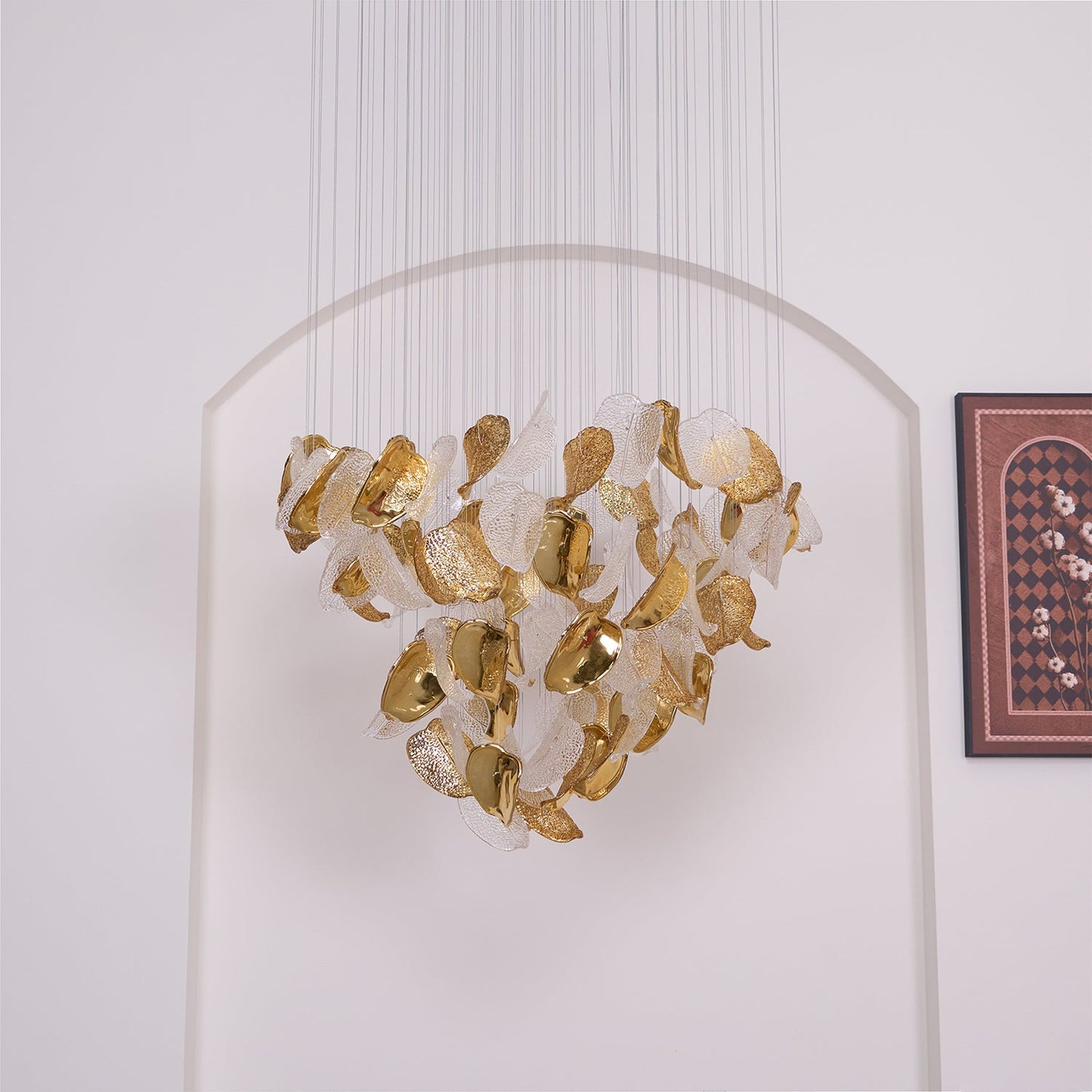 Elegant Shake Leaves Chandelier - Adjustable Height, Energy Efficient