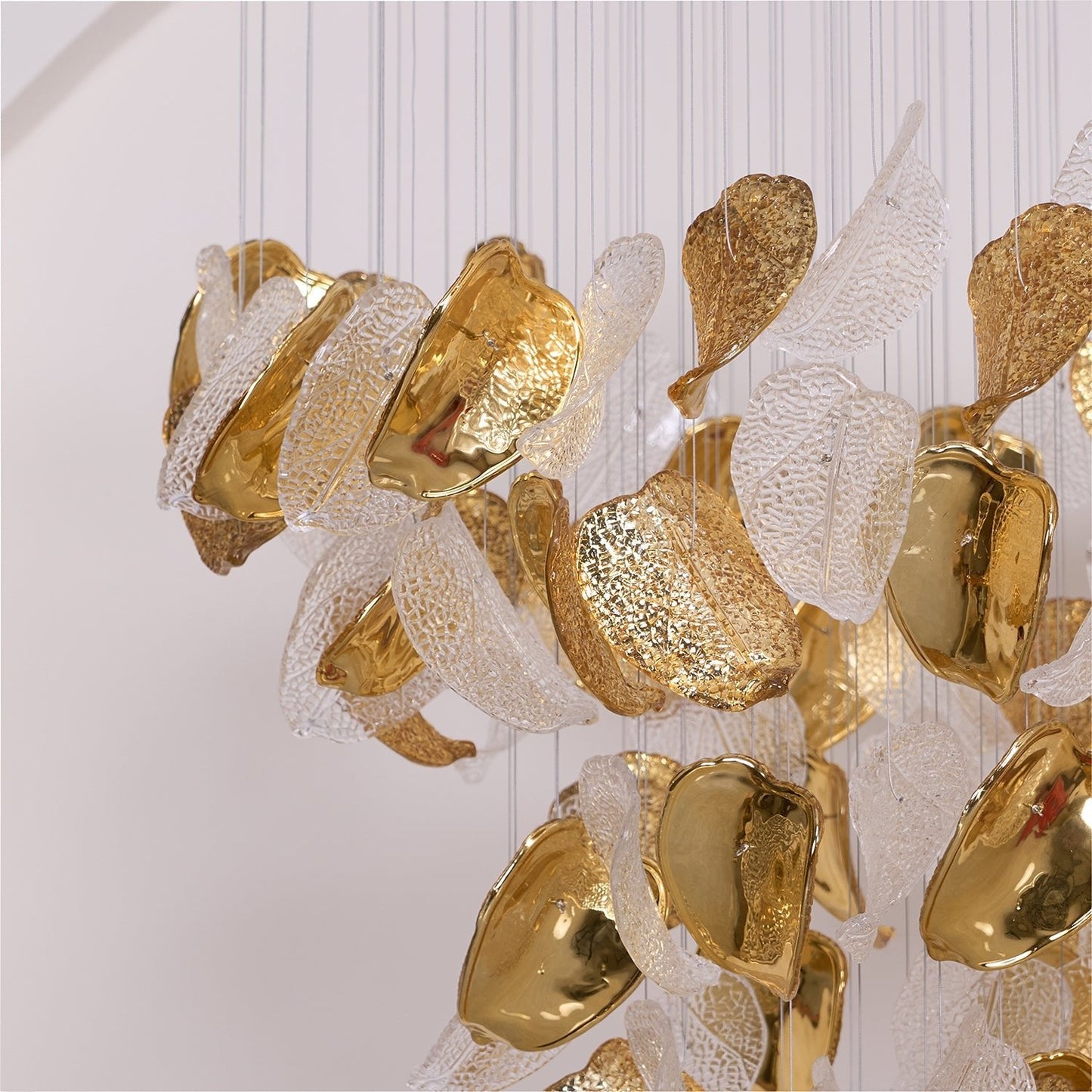 Elegant Shake Leaves Chandelier - Adjustable Height, Energy Efficient
